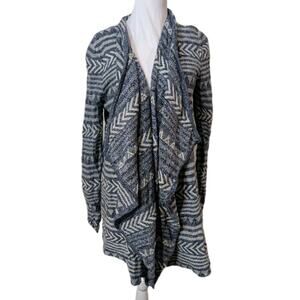 LUCKY BRAND Aztec Drape Cardigan Open Southwest Boho Geometric Womens Size Large